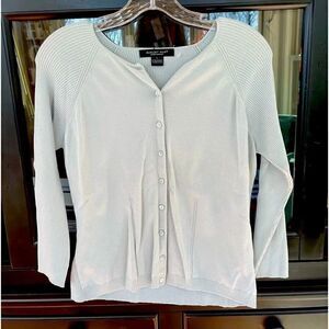 August Silk sportswear sky blue ladies button-up cardigan sweater, large